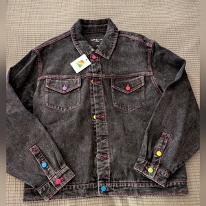 NWT TEDDY FRESH BLACK WASHED DENIM JACKET SIZE L
